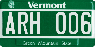 VT license plate ARH006
