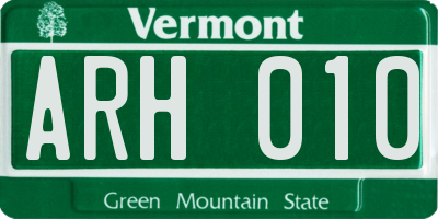 VT license plate ARH010