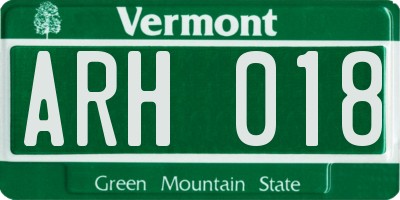 VT license plate ARH018