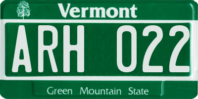 VT license plate ARH022