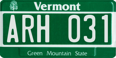 VT license plate ARH031