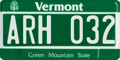 VT license plate ARH032