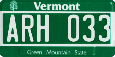 VT license plate ARH033