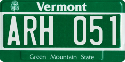 VT license plate ARH051