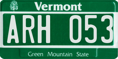 VT license plate ARH053