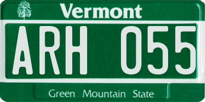 VT license plate ARH055