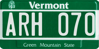 VT license plate ARH070