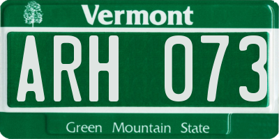 VT license plate ARH073