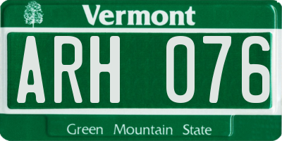 VT license plate ARH076