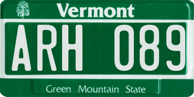 VT license plate ARH089