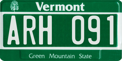 VT license plate ARH091