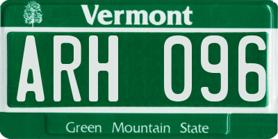 VT license plate ARH096