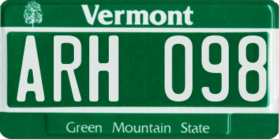 VT license plate ARH098