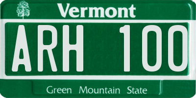 VT license plate ARH100