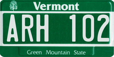 VT license plate ARH102