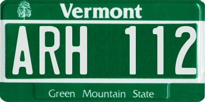 VT license plate ARH112