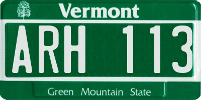 VT license plate ARH113