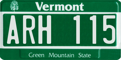 VT license plate ARH115