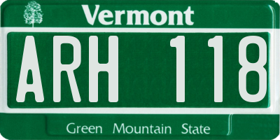 VT license plate ARH118