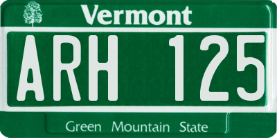 VT license plate ARH125