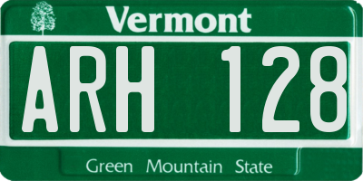 VT license plate ARH128