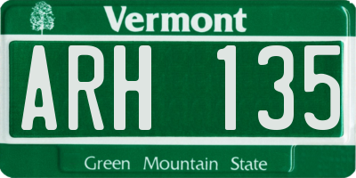 VT license plate ARH135