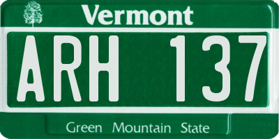 VT license plate ARH137