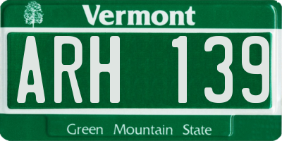 VT license plate ARH139