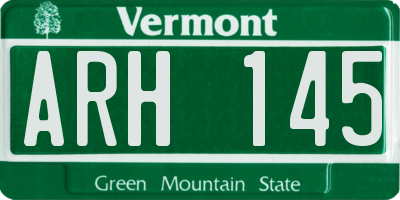 VT license plate ARH145
