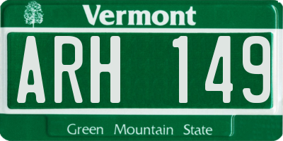 VT license plate ARH149