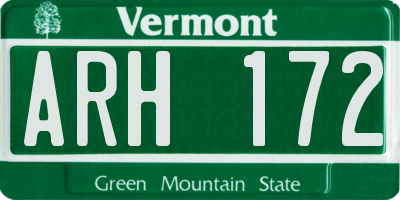 VT license plate ARH172