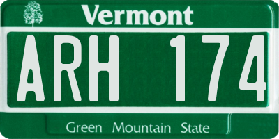 VT license plate ARH174