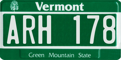 VT license plate ARH178
