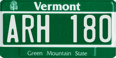 VT license plate ARH180