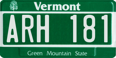 VT license plate ARH181