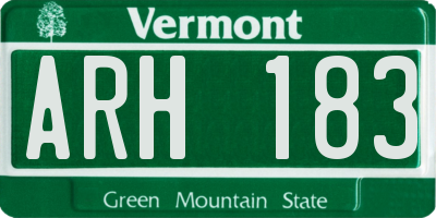 VT license plate ARH183