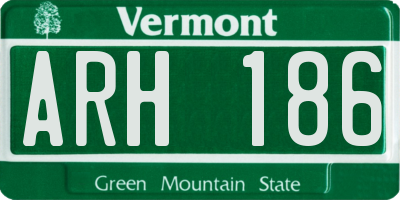 VT license plate ARH186