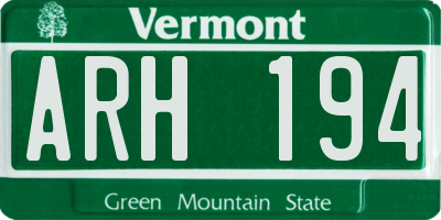 VT license plate ARH194