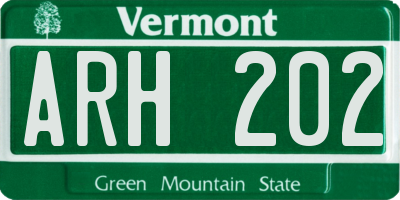 VT license plate ARH202
