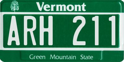 VT license plate ARH211