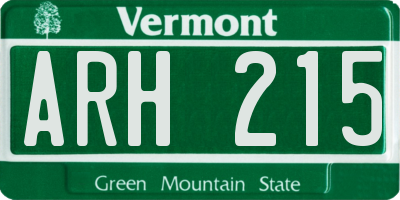 VT license plate ARH215