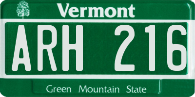 VT license plate ARH216