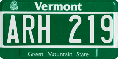 VT license plate ARH219