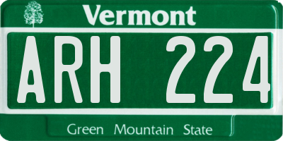 VT license plate ARH224