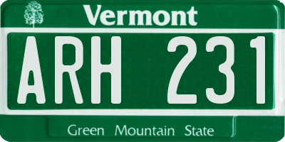 VT license plate ARH231