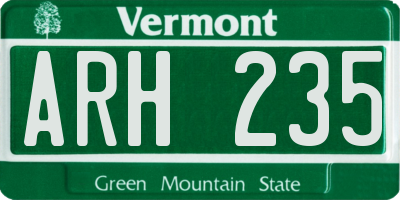 VT license plate ARH235