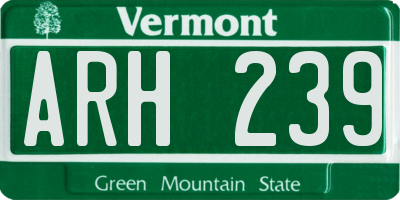 VT license plate ARH239