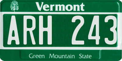 VT license plate ARH243