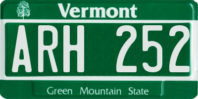 VT license plate ARH252