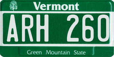 VT license plate ARH260
